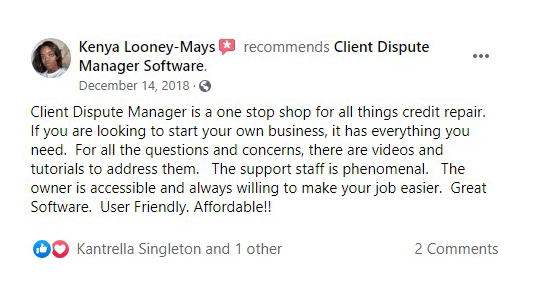 Client Dispute Manager Software Review by Kenya Looney Mays