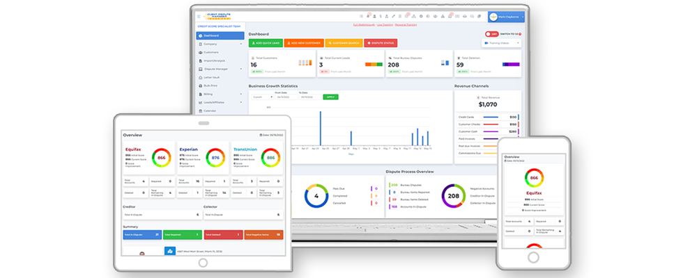 Client dispute manager dashboard