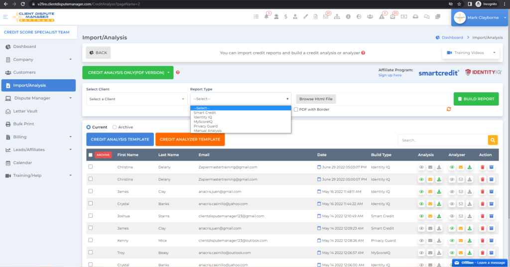 client dispute manager credit analysis