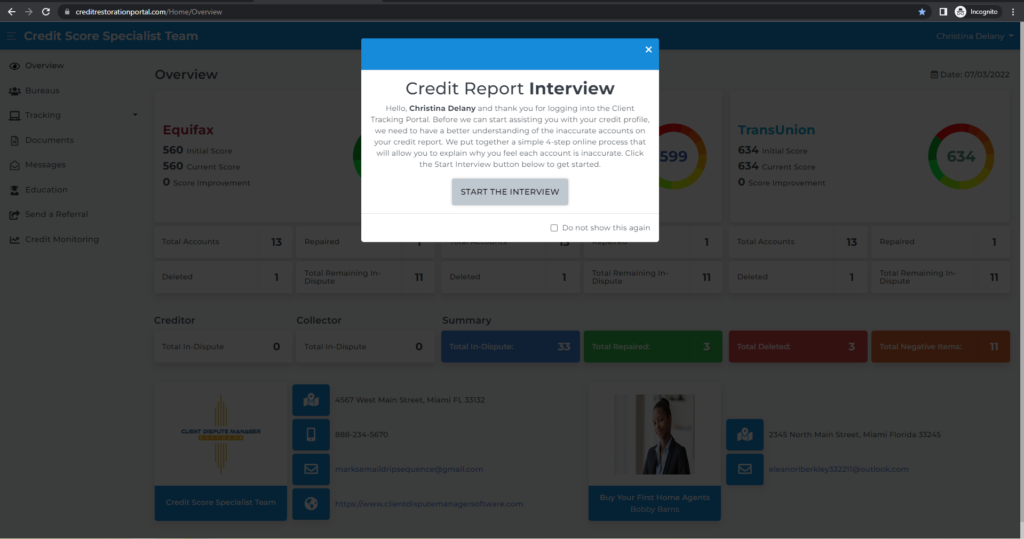 credit report interview