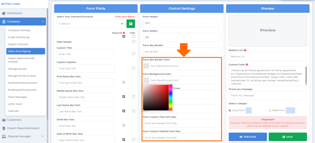 credit dispute manager software color selecting