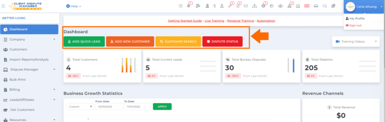 All Access In One View - Client Dispute Manager Software