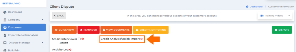 quick import credit report for credit analysis