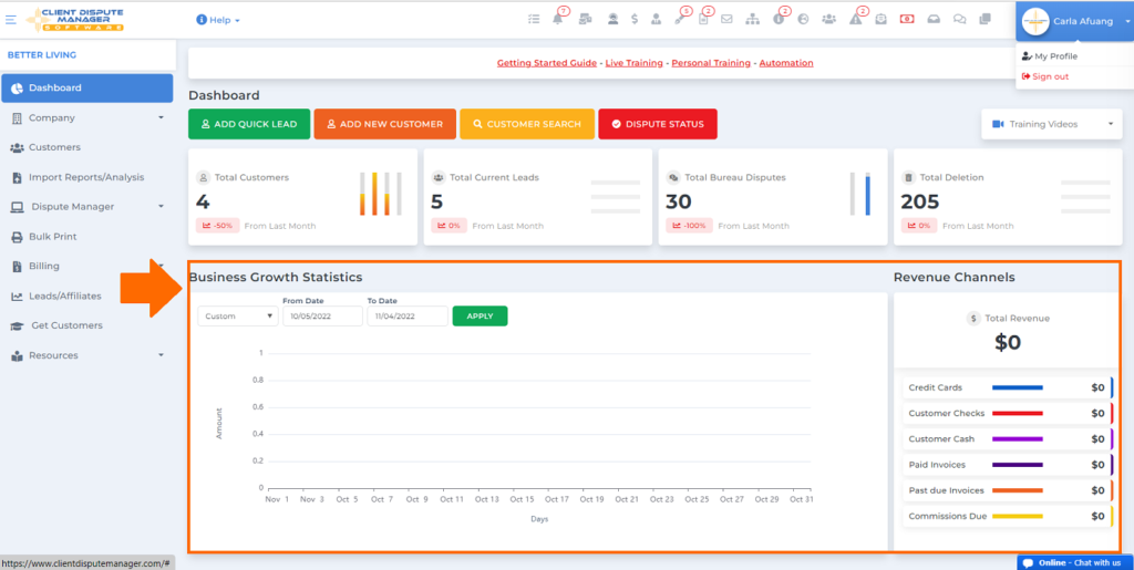 business growth statics on client dispute manager software