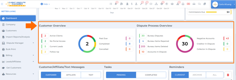 All Access In One View - Client Dispute Manager Software