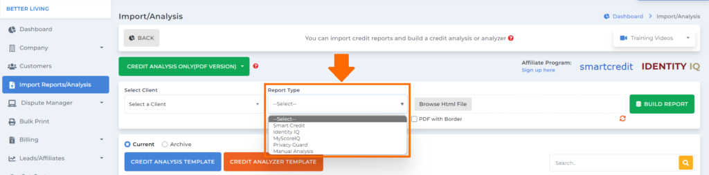 use client dispute manager for report analysis