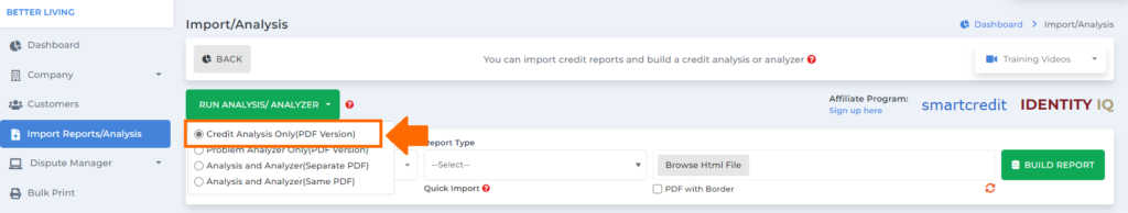 analysis report download as pdf on client dispute manager