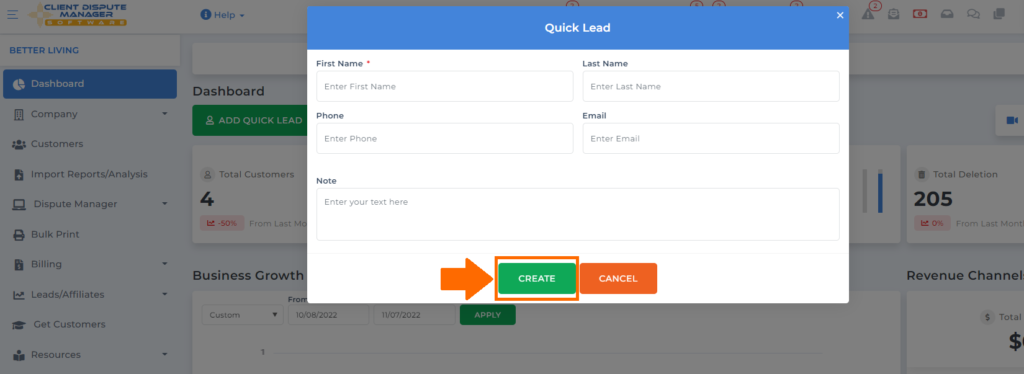 quick lead form on the best credit repair sotware client dispute manager software