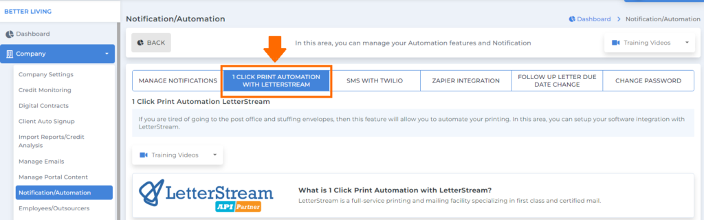 letterstream for automatic printing