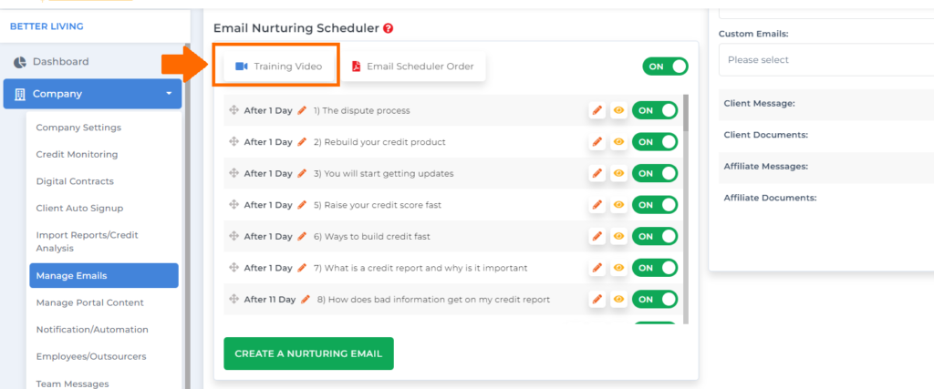 training videos for email nurturing for credit repair software for business