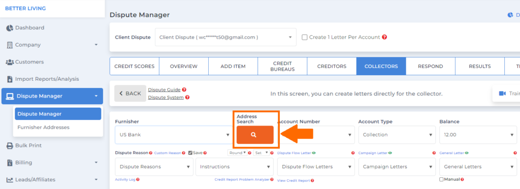 client dispute manager collection