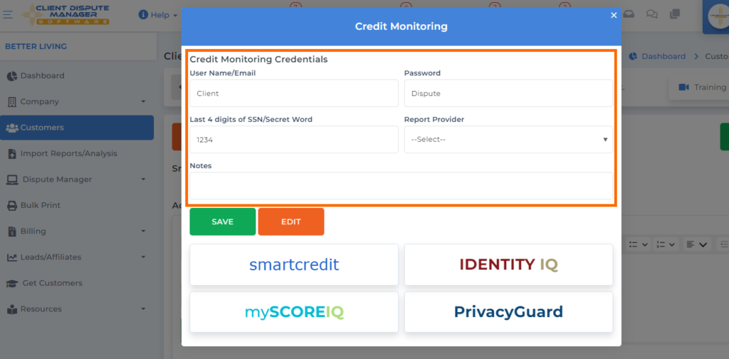 CDM credit monitoring