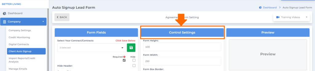 control settings on client dispute manager software