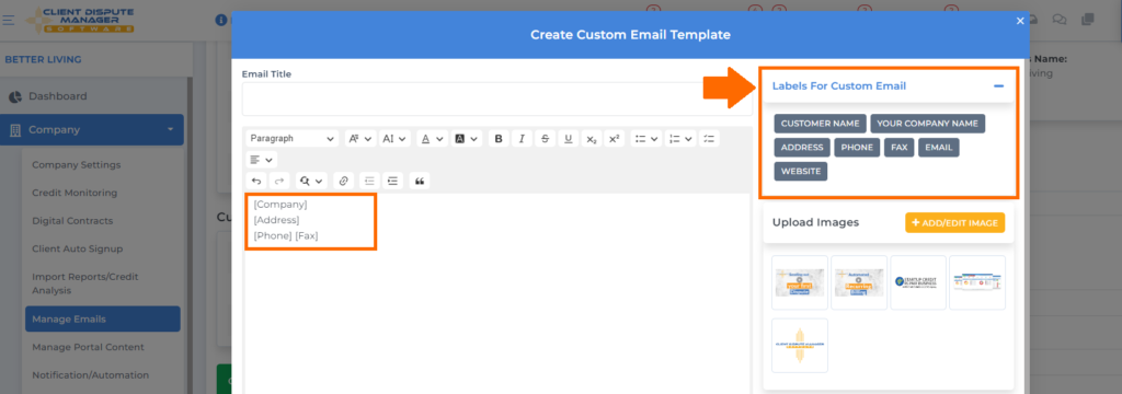 client dispute manager software for custom email