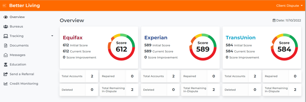 Client Tracking Portal on company branding feature on software for credit repair