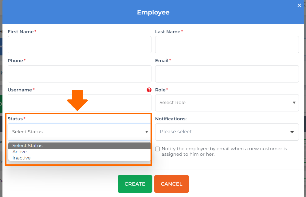 employee active status on client dispute manager software