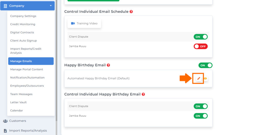happy birthday email using client dispute manager software