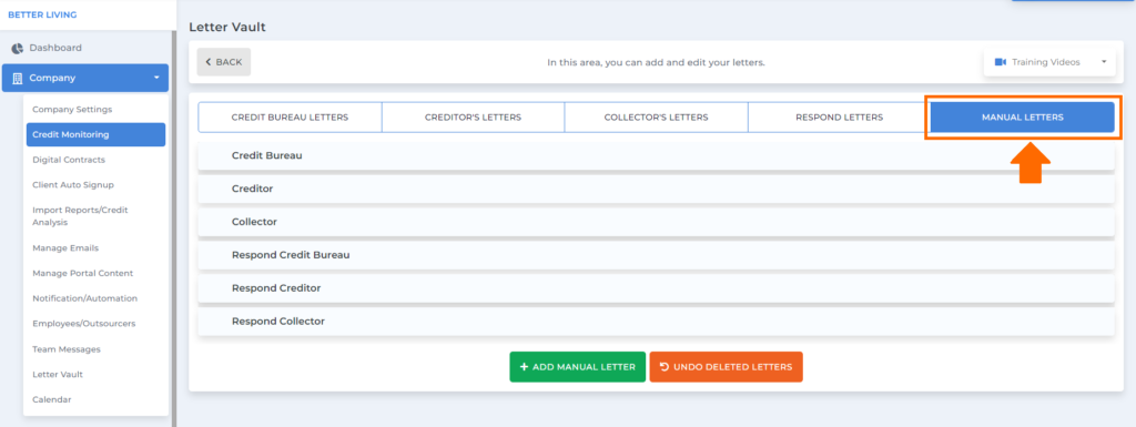 manual letter option on credit repair business plan