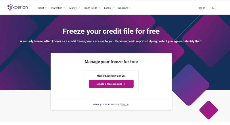 Online Method: How to Freeze Credit Experian via Website