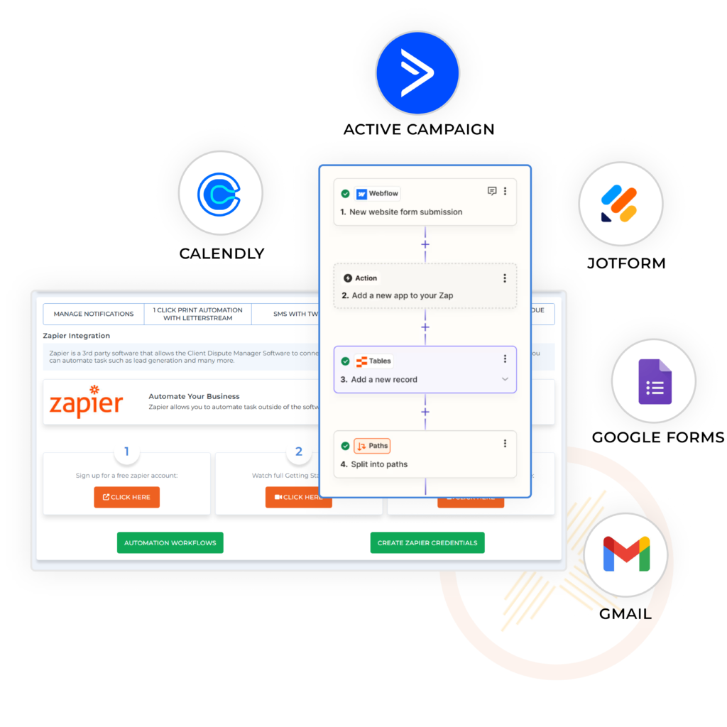 Best automation tools for credit repair businesses with Zapier integration to automate credit repair workflows.