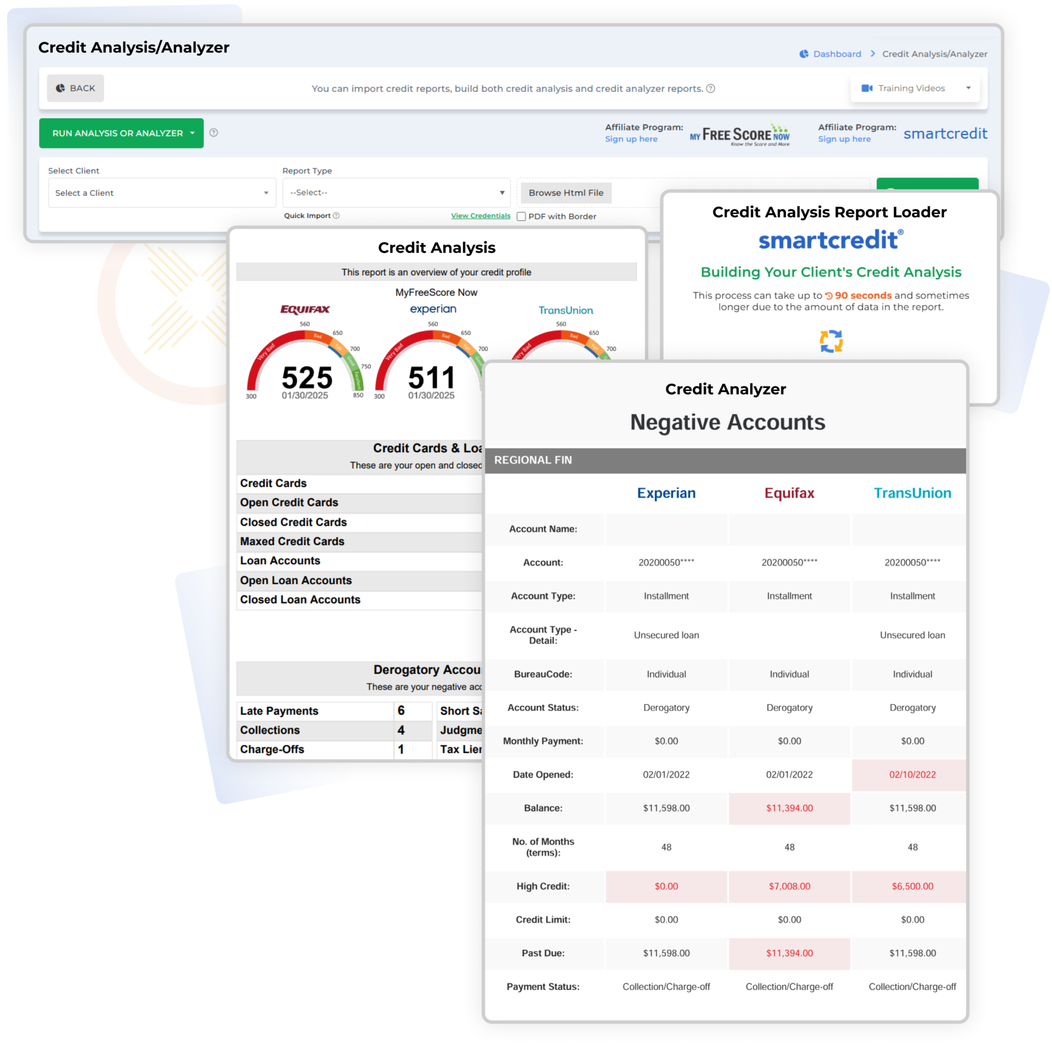 Client Dispute Manager Credit Analyzer Dashboard