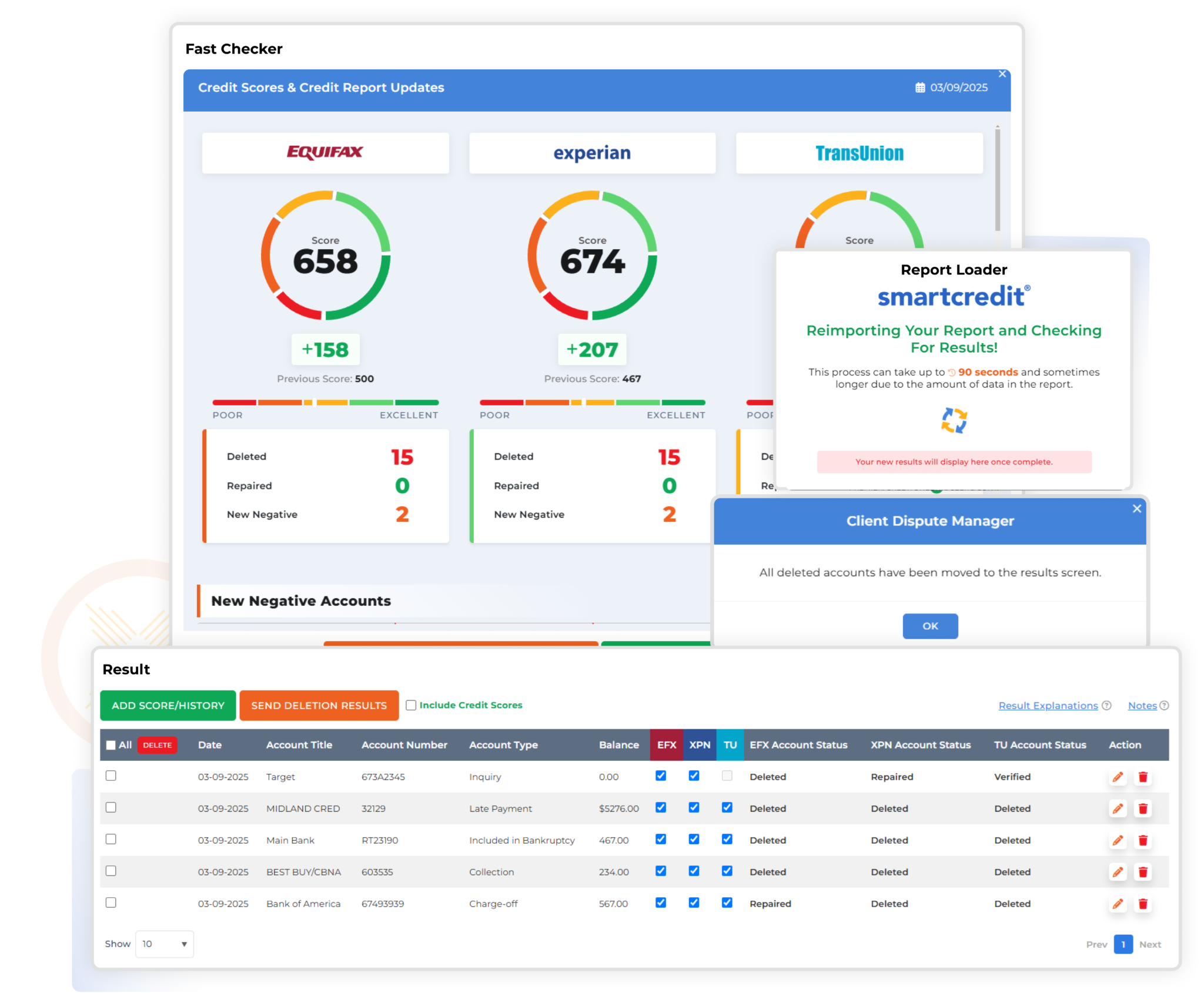 Client Dispute Manager Fast Checker Dashboard