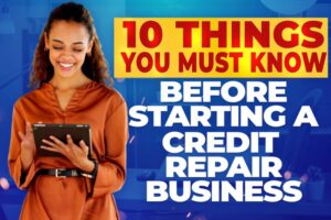 10 things you must know before starting a credit repair business – smiling entrepreneur holding tablet preparing to launch credit repair company