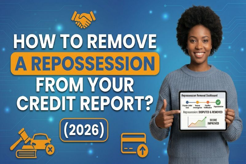 A professional woman holding a digital tablet showing a Repossession Removal Dashboard with a 'Disputed & Removed' status. This guide explains how to remove a repossession from your credit report in 2026, covering your rights under the Fair Credit Reporting Act and how to dispute inaccurate items on my credit report using a credit dispute letter.