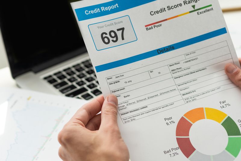 Credit report showing score and breakdown used to explain how long negative items stay on credit report under FCRA Section 605 reporting period and the credit report 7 year rule dispute
