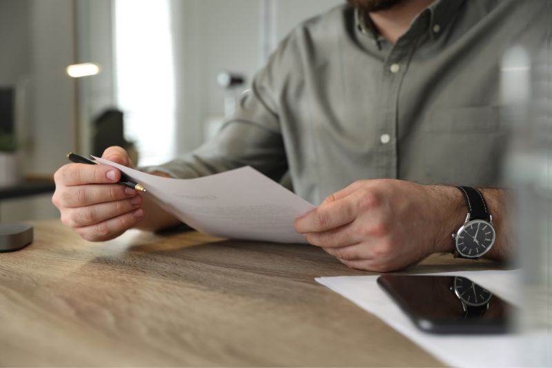 Man reviewing financial document showing proof needed to dispute charge-off under FCRA, highlighting responsibilities of credit bureaus when disputing an item and 30-day investigation requirement under 15 U.S.C. section 1681i